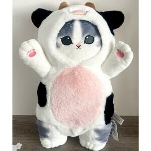 Mofusand Cow Nyan Big Plush Doll 19.5” Cow Cat Stuffed Toy Authentic Juno Japan